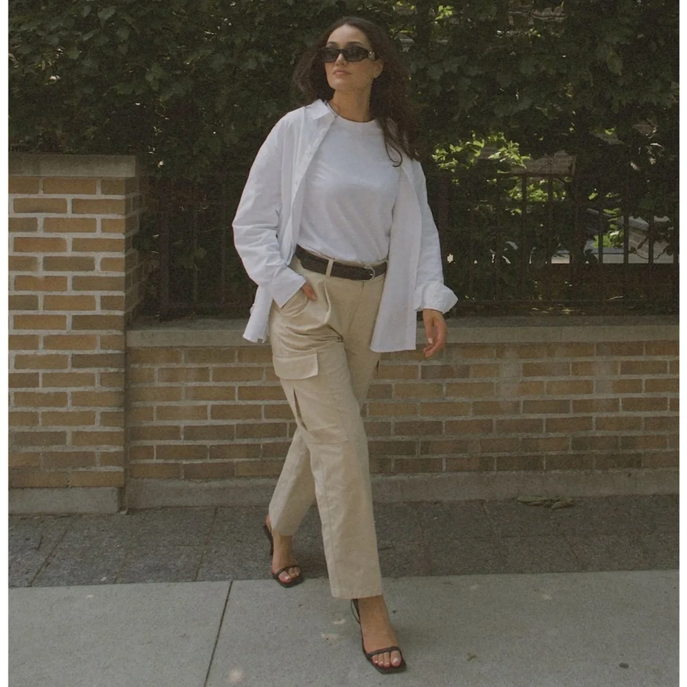 Aritzia Babaton Titan Linen Cargo Pants Humus Beige